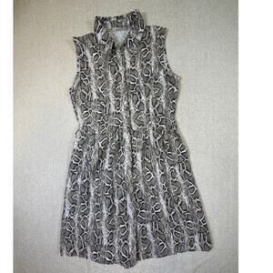 Laura Bianchi Women's Small Brown Snakeskin Print 100% Linen Sleeveless Sundress